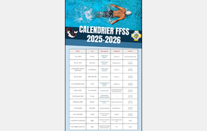CALENDRIER DES COMPÉTITIONS FFSS SAISON 2025-2026